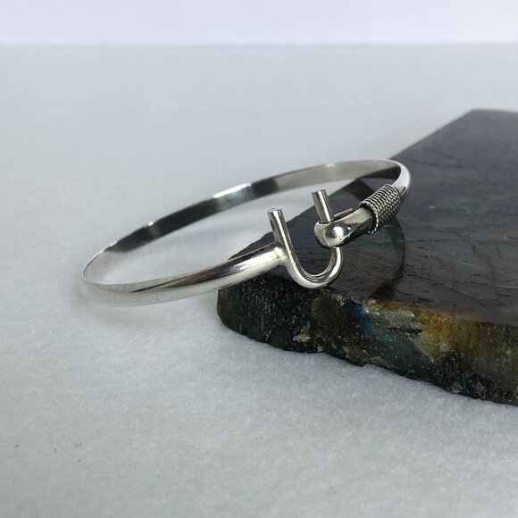 VTG Sterling Silver 925 St. Croix Twisted Rope U Hook Oval Bangle Bracelet 7.25" - Picture 13 of 16